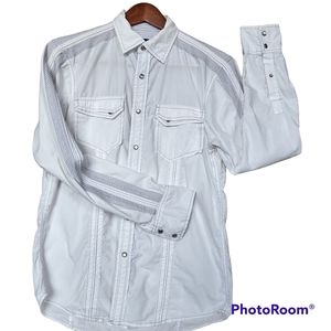 International Concepts Men's White Western Long Sleeved Pearl Snap Shirt Small